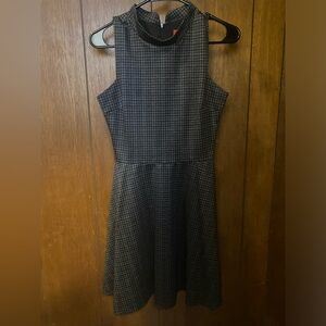 Plaid Zip Down Mock Neck Dress